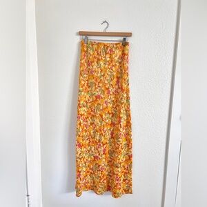 NWT L*SPACE sweet as honey yellow floral maxi skirt / size S